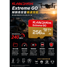 SanDisk Extreme GO MicroSDXC 256GB U3 A1 UHS-I V30 4K 記憶卡